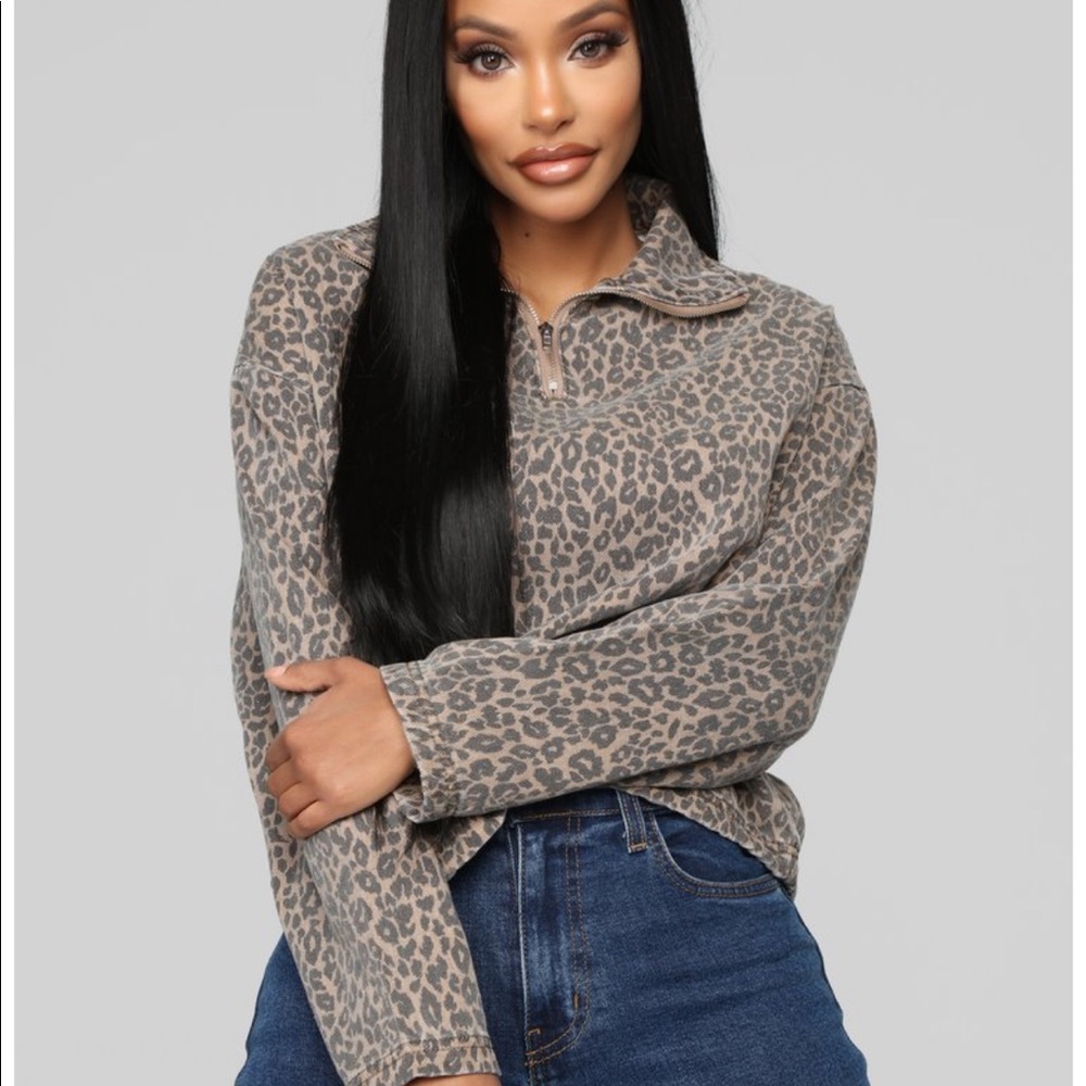 Leopard / cheetah print pull over jacket - Picture 2 of 4